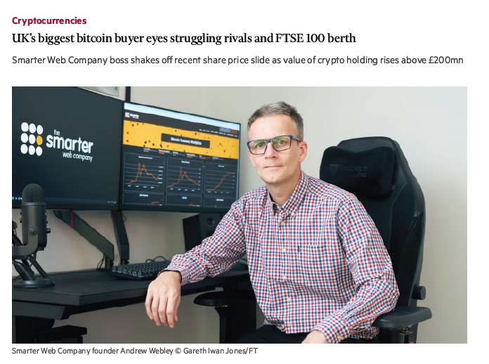 The Financial Times: UK’s Biggest Bitcoin Buyer Eyes Struggling Rivals & FTSE 100 Berth